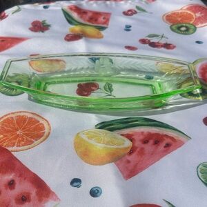 Green Glass Serving Dish - Elegant Octagonal Serveware